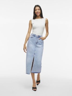 VIJAF HW MIDI DENIM SKIRT-NOOS Light Blue Deni