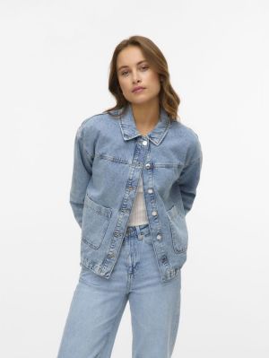 VMJAMIE LS DENIM SHACKET MIX G Light Blue Deni