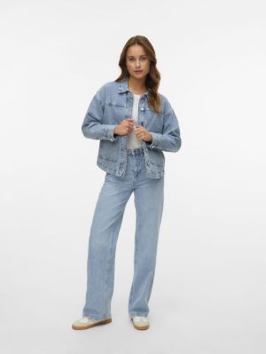 VMJAMIE LS DENIM SHACKET MIX G Light Blue Deni