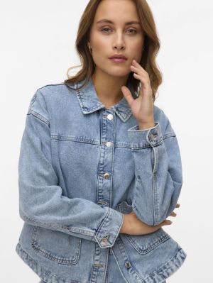 VMJAMIE LS DENIM SHACKET MIX G Light Blue Deni
