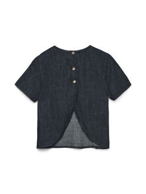 VMKIRSTIN SS  DENIM TOP SI353 Dark Blue Denim