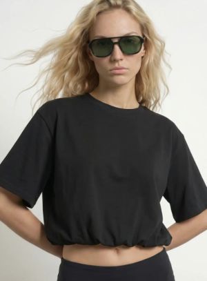 HDINA SS BALLOON CROPPED T-SHI Black