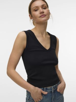 VMCHLOE SL DEEP V-NECK TOP JRS Black