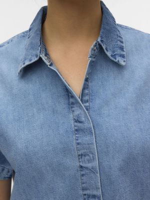 VMINGEBORG SS DENIM SHIRT MIX Light Blue Deni