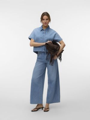 VMINGEBORG SS DENIM SHIRT MIX Light Blue Deni