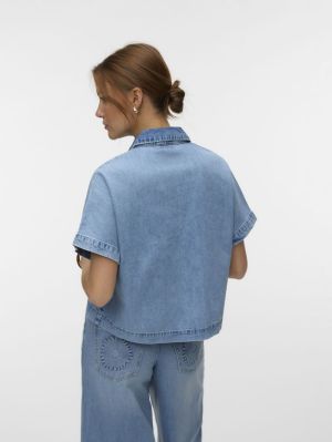 VMINGEBORG SS DENIM SHIRT MIX Light Blue Deni