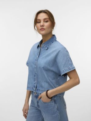 VMINGEBORG SS DENIM SHIRT MIX Light Blue Deni