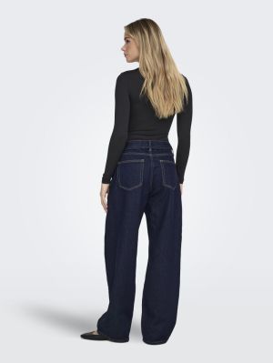 ONLGIANNA MW STRAIGHT DNM DOT6 Dark Blue Denim