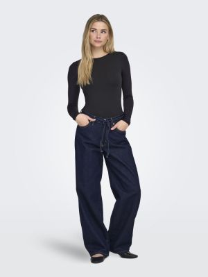 ONLGIANNA MW STRAIGHT DNM DOT6 Dark Blue Denim