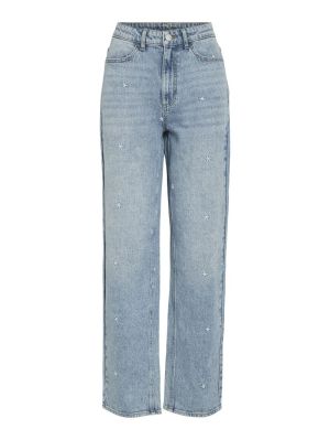 VIKELLY HW EMB STRAIGHT JEANS Light Blue Deni