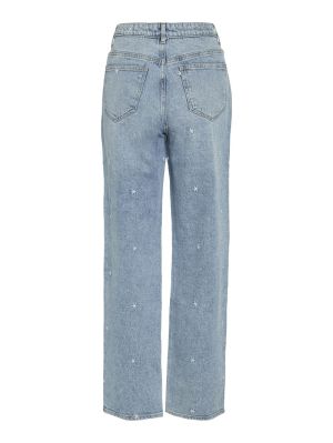 VIKELLY HW EMB STRAIGHT JEANS Light Blue Deni
