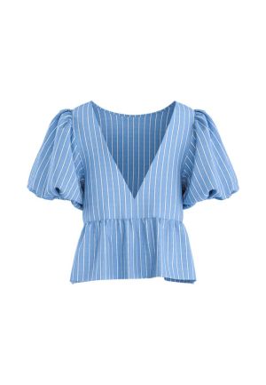 HDPAVLOVA VOLUME SLEEVE TOP Blue Frost