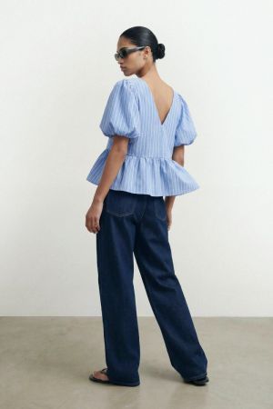 HDPAVLOVA VOLUME SLEEVE TOP Blue Frost