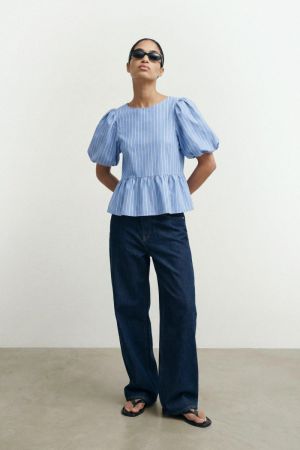 HDPAVLOVA VOLUME SLEEVE TOP Blue Frost