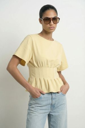 HDSANA SS PLEATED T-SHIRT Anise Flower