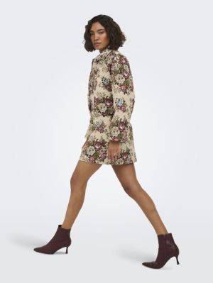 JDYFLOLA HW JACQUARD SHORT SKI Crème Brûle/FLO