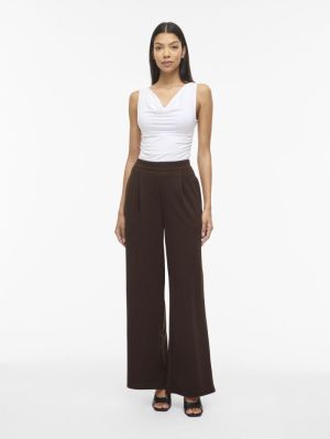 VIBENNE HW WIDE PLEAT JRS PANT Coffee Bean