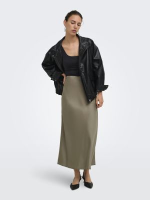 ONLCHIGO ANKEL SATIN SKIRT WVN Walnut