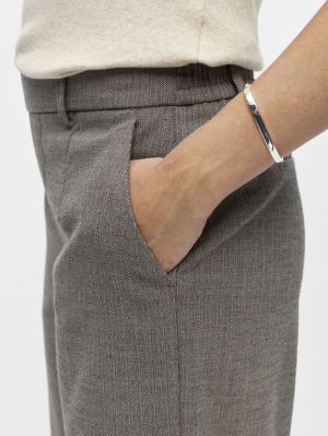 OBJLISA WIDE PANT AOP NOOS Grey/Thin beige