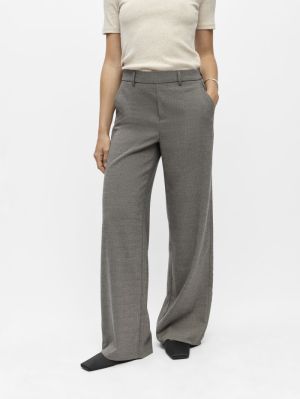 OBJLISA WIDE PANT AOP NOOS Grey/Thin beige