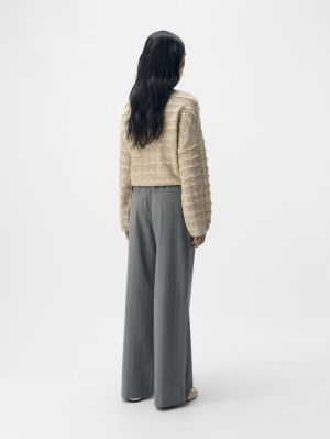 OBJLISA WIDE PANT AOP NOOS Medium Grey Mel
