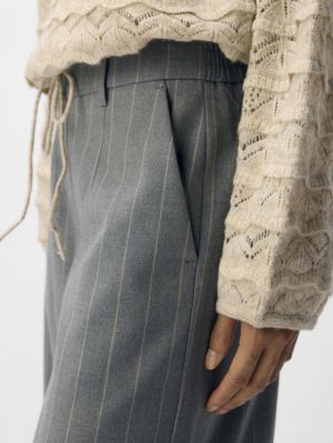 OBJLISA WIDE PANT AOP NOOS Medium Grey Mel