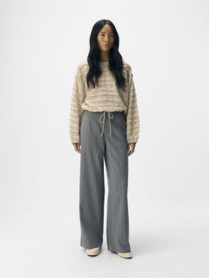 OBJLISA WIDE PANT AOP NOOS Medium Grey Mel
