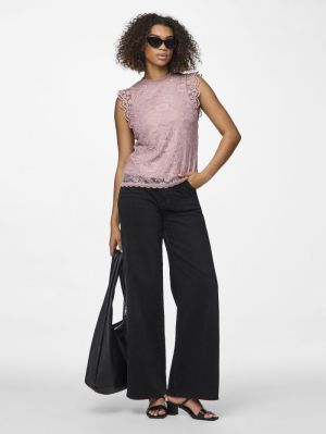 PCOLLINE SL LACE TOP WVN NOOS Woodrose