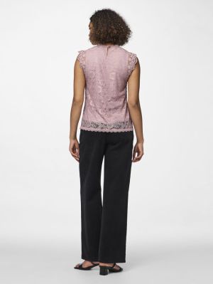 PCOLLINE SL LACE TOP WVN NOOS Woodrose