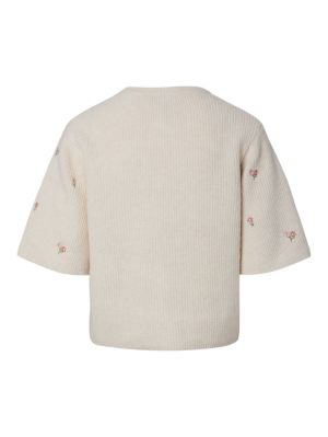 PCSILLY SS O-NECK EMB KNIT CAR Birch/Pink flow
