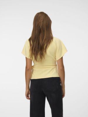 VMSONJA SS V-NECK BOW TIE TOP Pale Banana