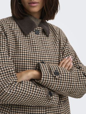JDYVALERIE CHECK COAT OTW YFM Iced Coffee/BLA