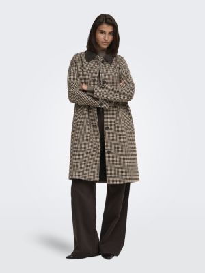 JDYVALERIE CHECK COAT OTW YFM Iced Coffee/BLA