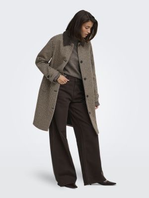 JDYVALERIE CHECK COAT OTW YFM Iced Coffee/BLA
