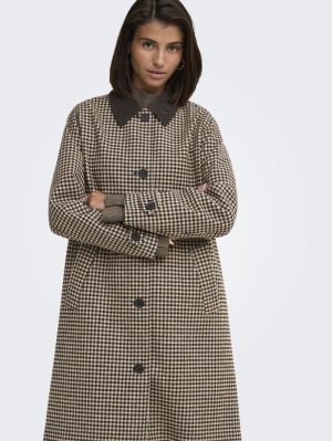 JDYVALERIE CHECK COAT OTW YFM Iced Coffee/BLA