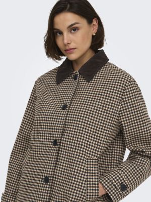 JDYVALERIE CHECK JACKET OTW YF Iced Coffee/BLA