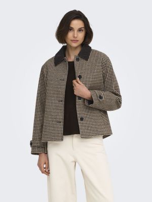 JDYVALERIE CHECK JACKET OTW YF Iced Coffee/BLA