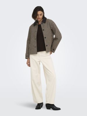 JDYVALERIE CHECK JACKET OTW YF Iced Coffee/BLA
