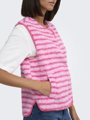 JDYSIMINA TEDDY PRINT WAISTCOA Hot Pink/BONBON