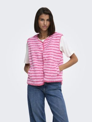 JDYSIMINA TEDDY PRINT WAISTCOA Hot Pink/BONBON