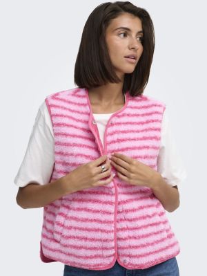 JDYSIMINA TEDDY PRINT WAISTCOA Hot Pink/BONBON