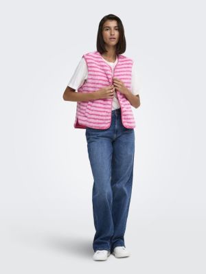 JDYSIMINA TEDDY PRINT WAISTCOA Hot Pink/BONBON