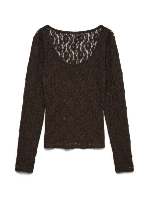VMFLORA LS 2-WAY LACE TOP JRS Chocolate Torte
