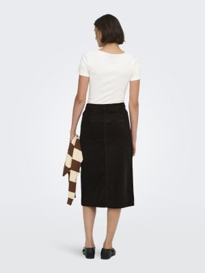 JDYSHIRAZ HW MIDI BUTTON SKIRT Chocolate Torte