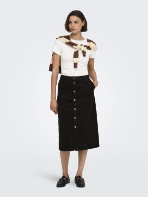 JDYSHIRAZ HW MIDI BUTTON SKIRT Chocolate Torte