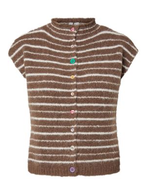 PCASIRA SL BUTTON KNIT VEST BC Coffee Quartz/C