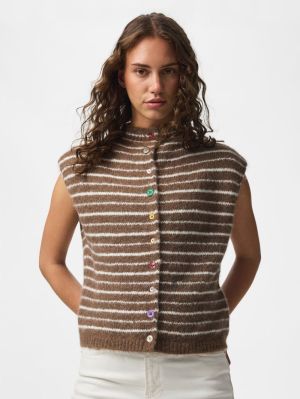 PCASIRA SL BUTTON KNIT VEST BC Coffee Quartz/C