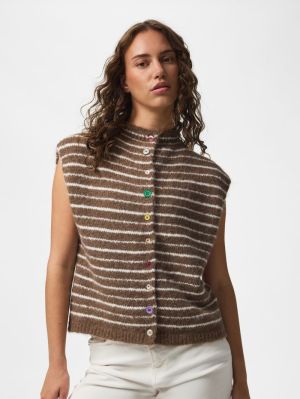 PCASIRA SL BUTTON KNIT VEST BC Coffee Quartz/C
