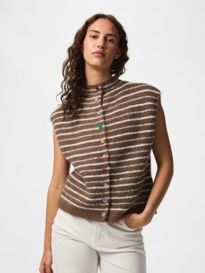 PCASIRA SL BUTTON KNIT VEST BC Coffee Quartz/C