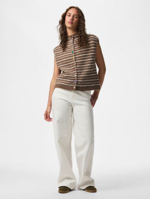 PCASIRA SL BUTTON KNIT VEST BC Coffee Quartz/C